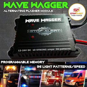 Stop-Alert NEW Wig Wag 36 Pattern Wave Wagger - HEADLIGHTS Module 10 AMPS Electronic Alternating HEAVY DUTY Flasher Kit Relay for Emergency Trucks Police Cars & Ambulance - LED and other Lights 12-24V